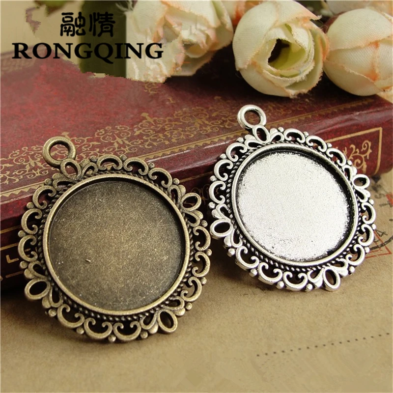 RONGQING 60pcs/lot Hollow Ancient Curly Pattern Cabochon Base 20mm Jewelry Making Cameo Settings | Украшения и аксессуары