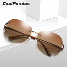 Брендовые овальные модные градиентные поляризованные солнцезащитные очки без оправы красного и коричневого цвета, женские солнцезащитные очки для вождения UV400, винтажные очки Oculos Shades