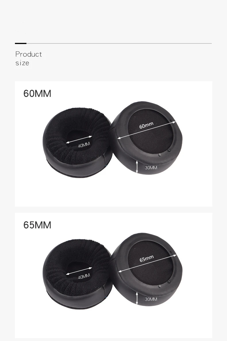 60mm 65mm 70mm -110mm Velour Memory Foam Earpad for Large Over The Ear Headphones for AKG for HifiMan ATH for SONY Headphones (5)