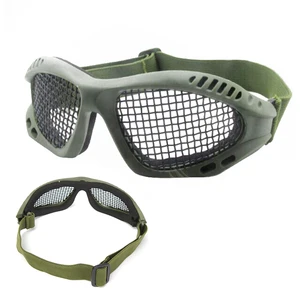 Регулируемый Открытый тактический Пейнтбол Очки Стальная проволочная сетка Охота Airsoft Очки глаз игры протектор Спорт глаз Очки - изображение