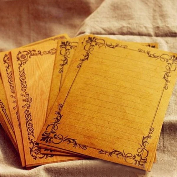 

TIAMECH 8Sheets/Lot European Style Vintage Letter Lace Vine Wood Kraft Paper Writing Home DIY Stationery H0256