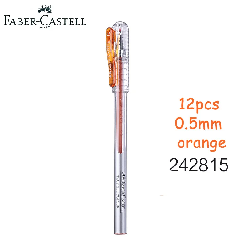 12 шт гелевая ручка Faber Castell True Gel 0,5 мм с Twinball для супер гладкого письма, предотвращает утечку чернил - Цвет: 6 pcs orange