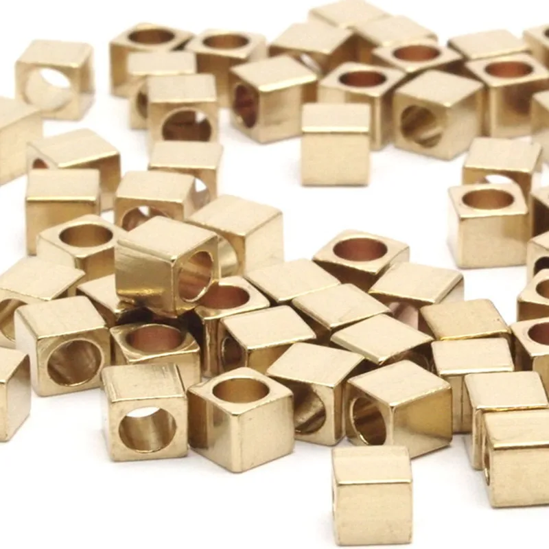 .. 50pc.. Raw Brass Square Cube Beads, sz4x4mm Bs 1148in Beads from Jewelry & Accessories on