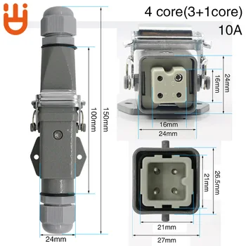 

Heavy duty connector 4 core (3+1)5 core (4 +1)6 core (5+1)8 core (7+1) gas plug 250v-005-4 Connect the aviation plug to the hori