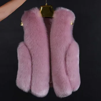 

Korean version of autumn and winter imitation fox fur fur hood short jacket women warm vest