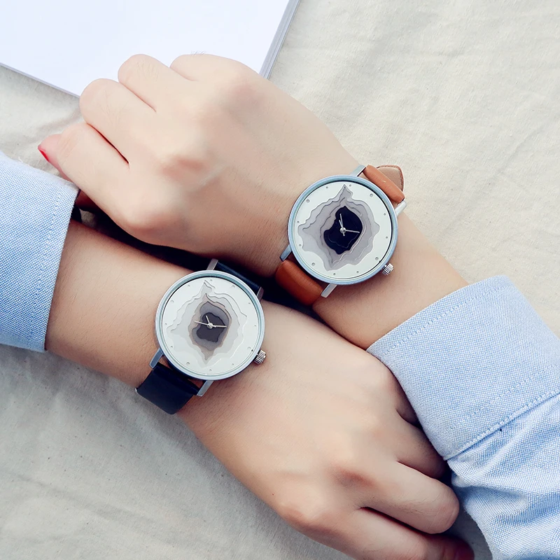 Часы унисекс с 3D циферблатом под дерево женские повседневные наручные часы