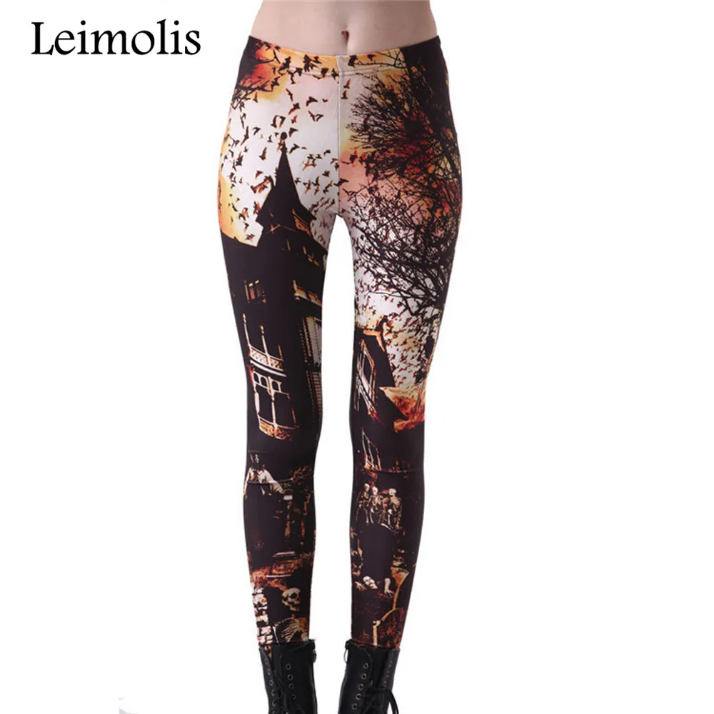 

Spring Tenths adventure time punk rock hara black milk push up fitness sexy 3d print house withered tree women leggings sports