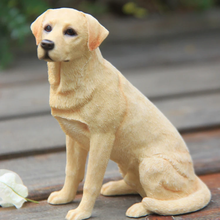 Fashion Labrador Retriever Sitting Posture Simulation Dog Model Car Handicraft Furnishings Figurines Miniatures Decoration Craft