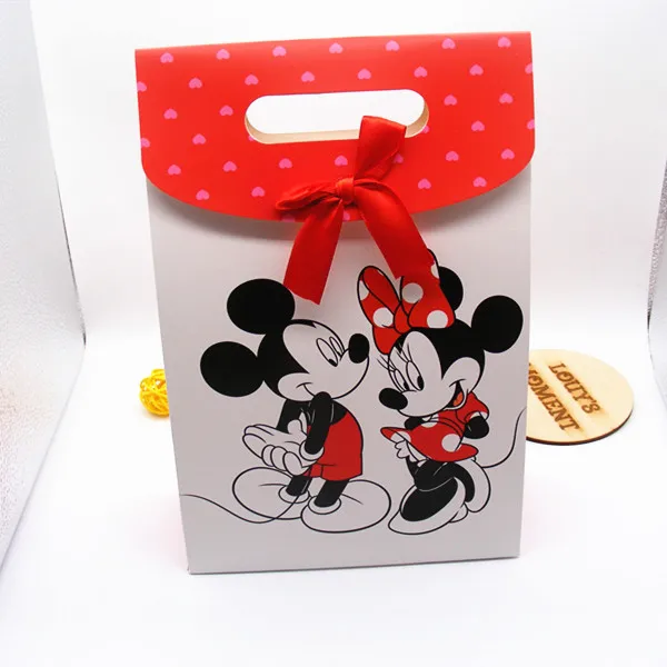 

1PC 26X17X8CM Minnie Mickey Gift Bag Kids Birthday Gift Box Candy Box Party Deco Supply