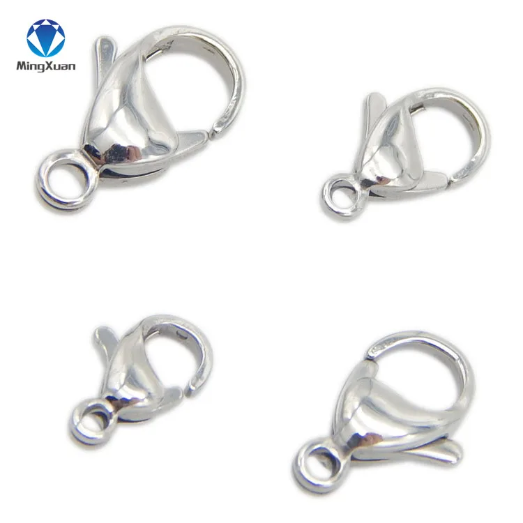 

20pcs Silver Plated Stainless Steel Hole 9-15mm Lobster Clasps & Hooks Connectors for DIY Jewelry Findings Materials