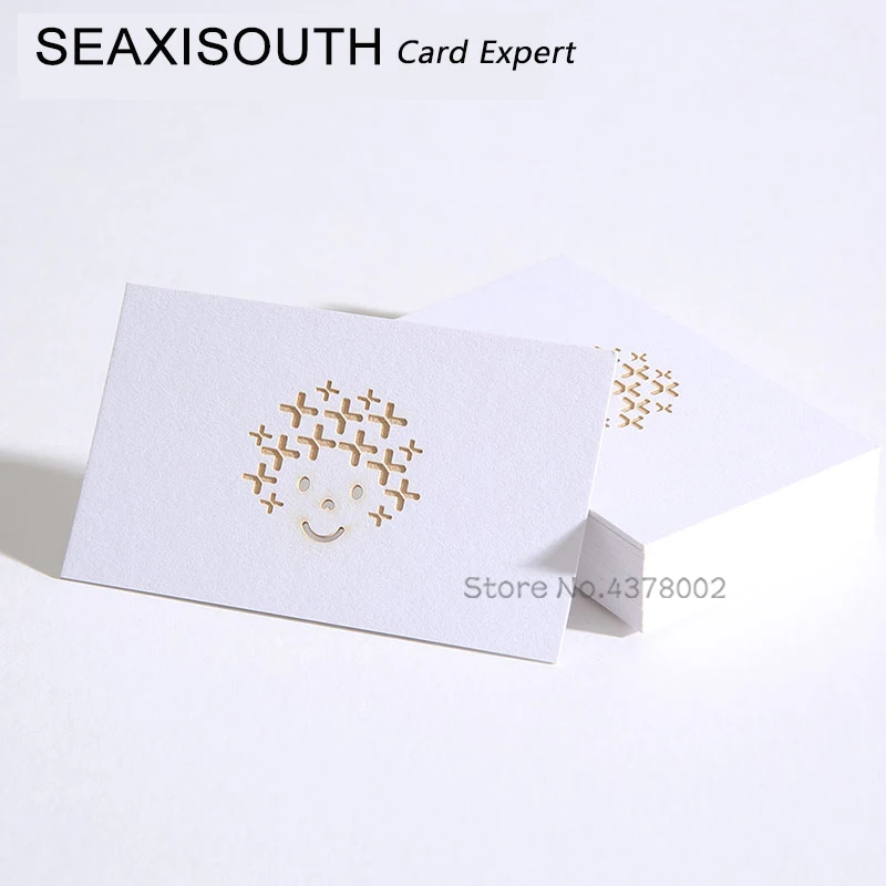

Edge color Debossed business cards printing Spot UV Custom high-end vist card Elegant white paper 550g