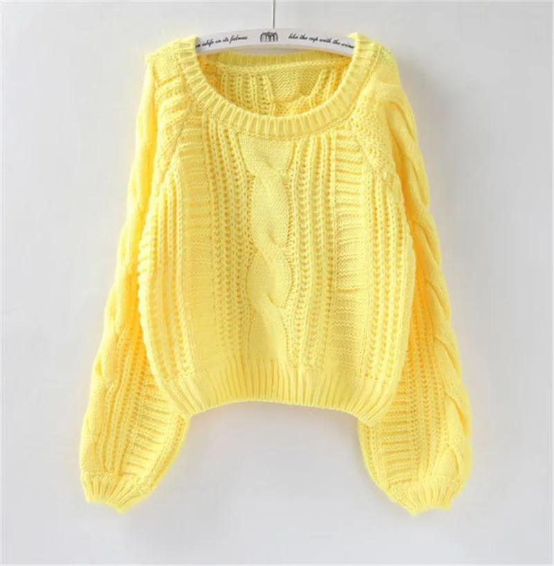 Harajuku Women's Pull Sweaters 2019 New purple Jumpers Candy Color Knotting Roupas femininas Chic Short Sweater Twisted Pull