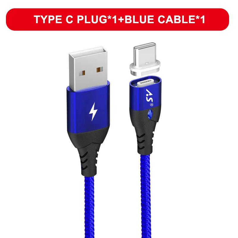 Blue for Type C Магнитный кабель A.S, микро usb type C, супер быстрая зарядка для телефона, микро usb type-C, магнитное зарядное устройство usb c для iphone, huawei, xiaomi, для передачи данных - Цвет: Blue for Type C