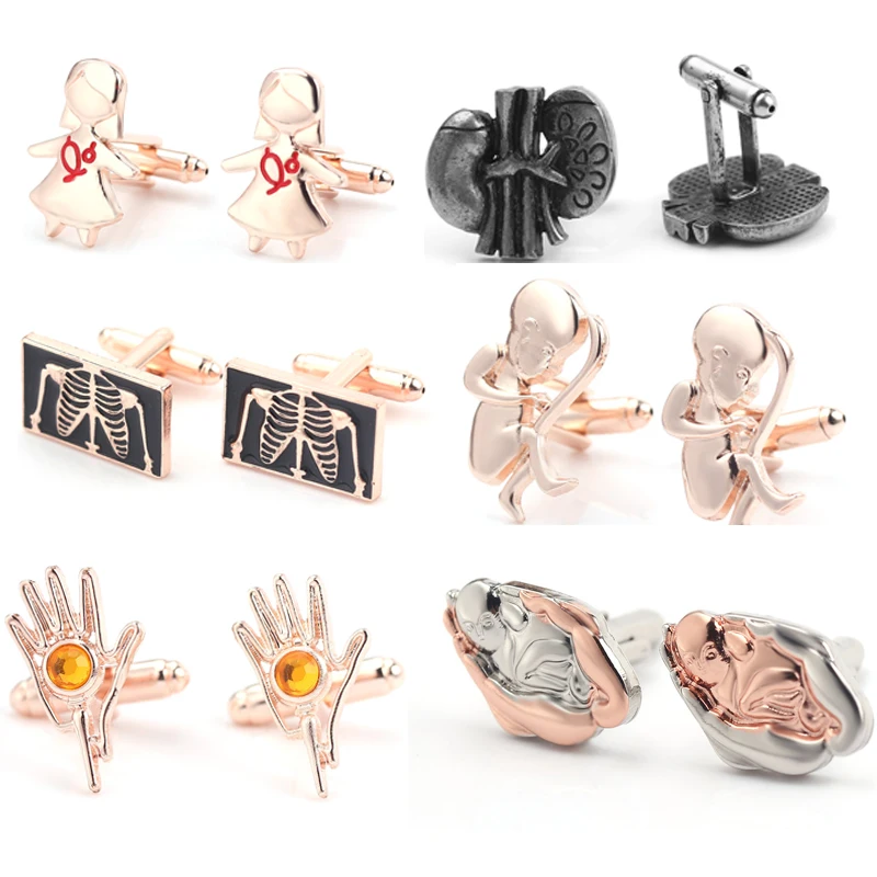 

Men's Clothing Cufflinks Skeleton Nurse Kidney Newborn Baby Palm Fashion Cufflinks Medicine Health Jewelry For Men Charm Gift