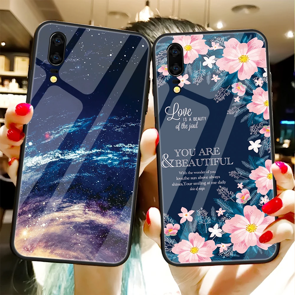 

Tempered Glass Back Case For Huawei Mate 30 Lite P30 P20 Pro P Smart Plus 2019 Honor 10i 20i 8X 10 Glossy Animals Pattern Cover