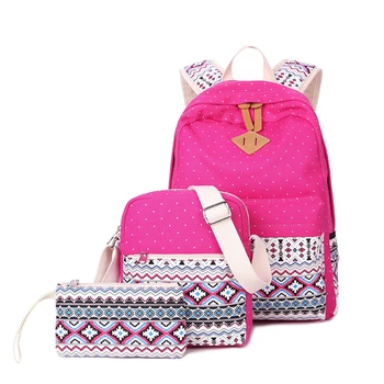 

3Pcs/set Girls School Bag for Teenagers Girl Schoolbag Canvas Backpack Women Travel Back Pack Printing School Laptop Bagpack
