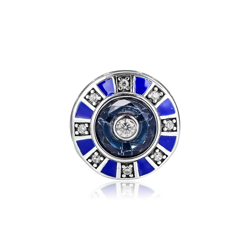 

2019 Summer Beads for Jewelry Making Clear CZ Blue Mosaic Charm Beads for Bracelets Real 925 Sterling Silver Charm Bead Jewelry