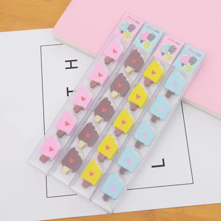 5 шт./упак. Kawaii Mini в форме сердца мороженое резиновый карандаш ластики коррекция