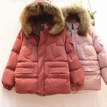 Осенне-зимние теплые парки для женщин, новая свободная одежда с капюшоном и хлопковой подкладкой, женское утепленное пальто с меховым воротником для студентов