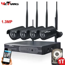 Wetrans Беспроводной безопасности Камера Системы 4CH P2P HD 960 P 20 м Ночное видение Водонепроницаемый камера наружного наблюдения с Wi-Fi, набор камеры nvr