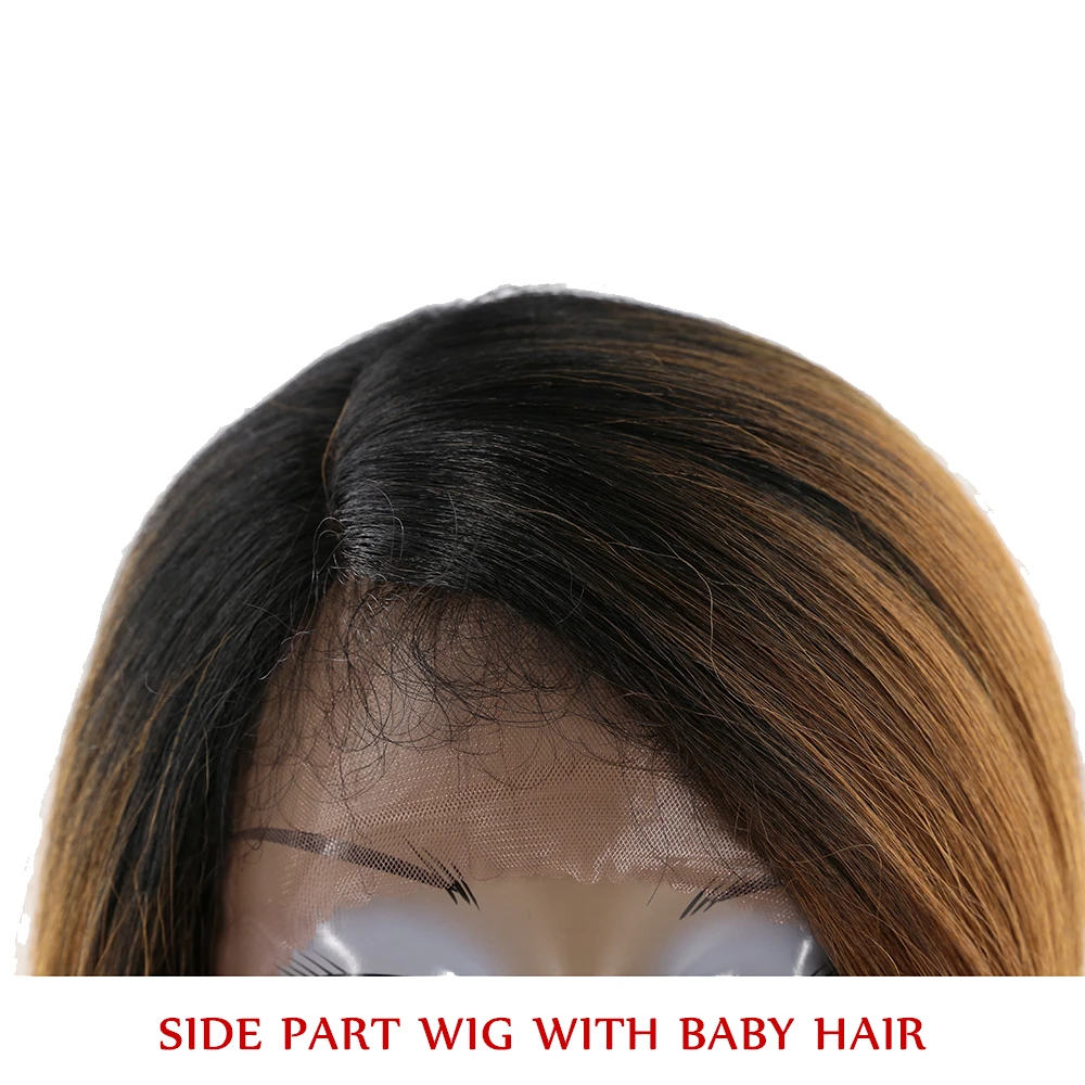 Short Straight Bob Lace Wig With Baby Hair Side Part X-TRESS Ombre Brown Color Lace Front Synthetic Hair Wigs For Black Women Short Straight Bob Lace Wig With Baby Hair Side Part X-TRESS Ombre Brown Color Lace Front Synthetic Hair Wigs For Black Women