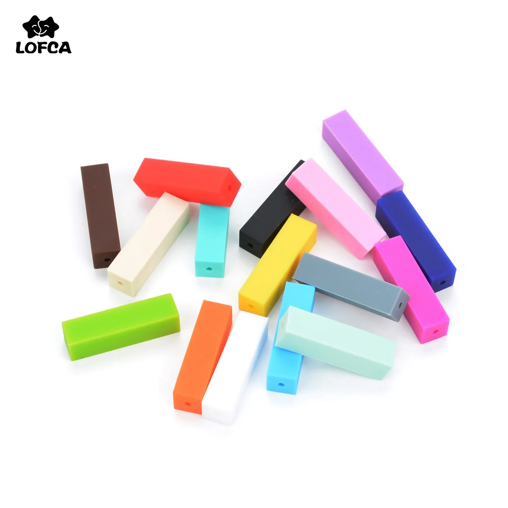 

Wholesale 16 Colors Cuboid Silicon Beads For Silicone Teething Necklace BPA Free Silicone Beads For Women Baby Toys For Teeth