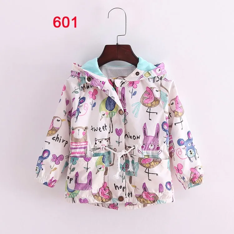 Casual com Capuz Outerwear para Meninas Pintados à Mão Novo Primavera Verão Meninas Jaquetas Moda Crianças Roupas Protetor Solar 2-8 t & 14 Jaquetas e casacos