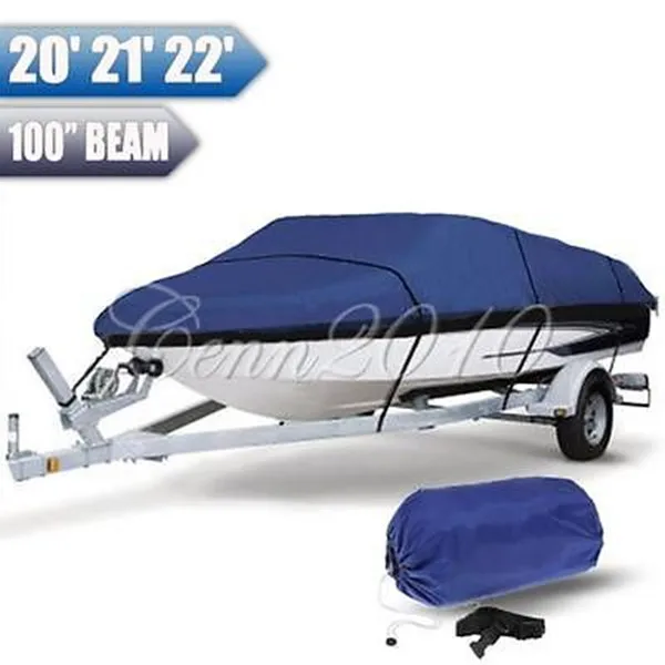 Heavy Duty Fishing Ski Runboat Boat COVER 20 22 Ft 100inch Beam V Hull Waterproof Blue