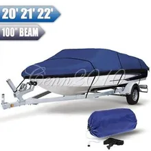 Heavy Duty Fishing Ski Runboat Boat COVER 20-22 Ft 100inch Beam V-Hull Waterproof Blue Waterproof Kit