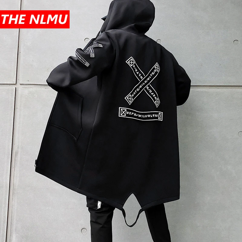 Beste Lange Jas Mannen Print Mode 2019 Lente Harajuku Windjack Overjas Mannelijke Toevallige Uitloper Hip Hop Streetwear Jassen WG198