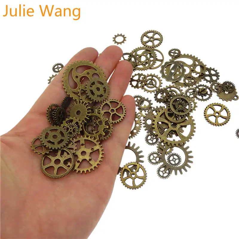 

Julie Wang 20PCS Mixed Gears Charms Antique Bronze Pendant Alloy DIY Fashion Steampunk Bracelet Necklace Jewelry Metal Accessory