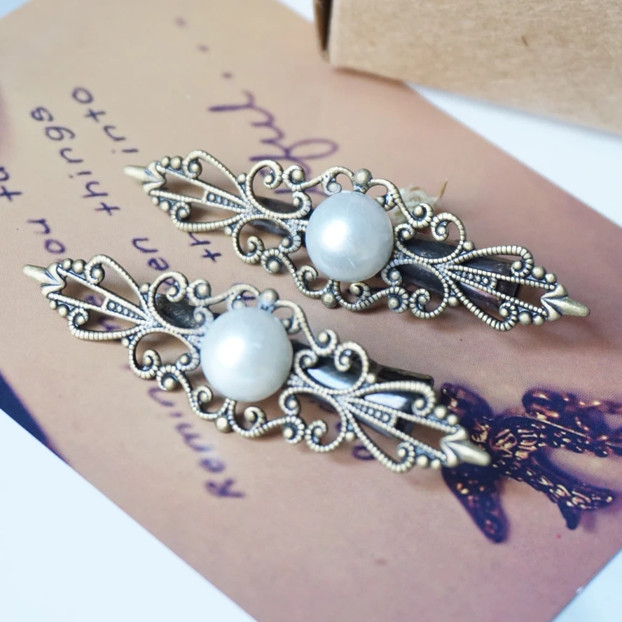 

Antique Bronze Alligator Clips PIN Woman Pearl Hair Pins Fashion vintage Hair Clips hairpins hairgrip Hair Accessories
