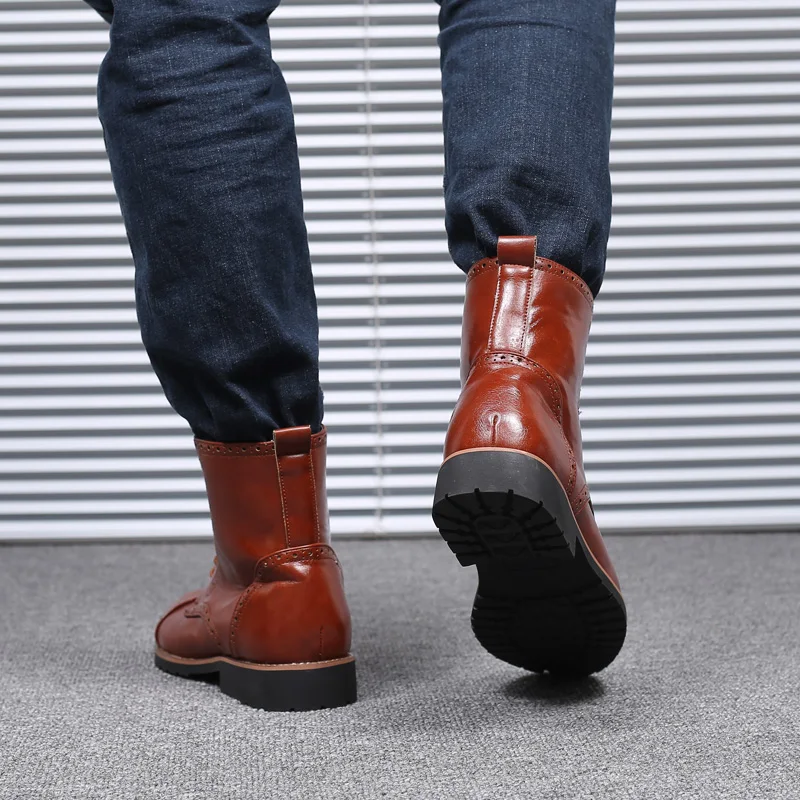Merkmak/новые зимние мужские кожаные ботинки; зимние мужские деловые повседневные ботинки; уличная Обувь На Шнуровке Для мужчин; Черная мужская обувь на плоской подошве
