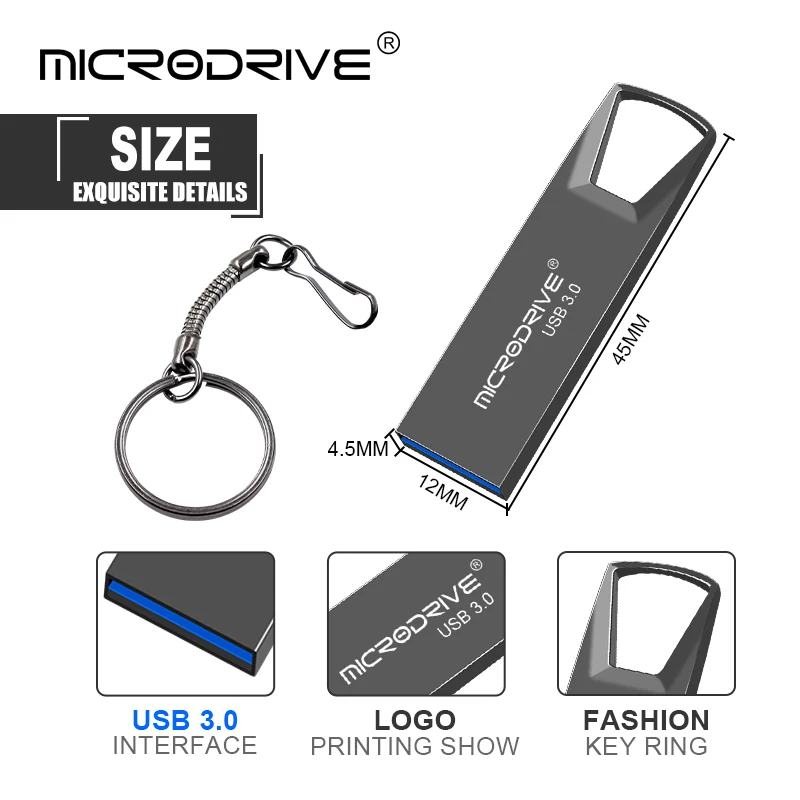 Высокоскоростной металлический флэш-накопитель USB 3.0 16 ГБ 32 ГБ 64 ГБ 128 ГБ Pendrive Вращающийся USB-накопитель с ручкой