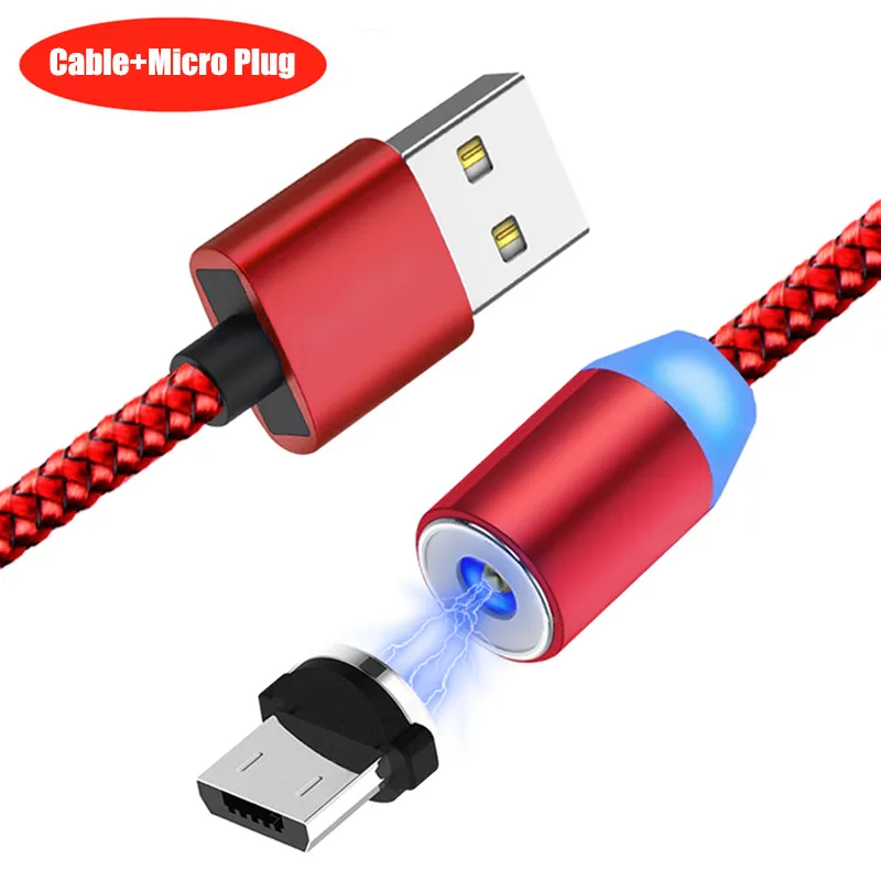 20 шт./упак. NISI 1 м 2 Micro USB Магнитный кабель Lightning для iPhone samsung 8Pin IOS Тип-C Порты светодиодный телефона зарядный кабель 3 в 1 - Цвет: Red Micro Cable