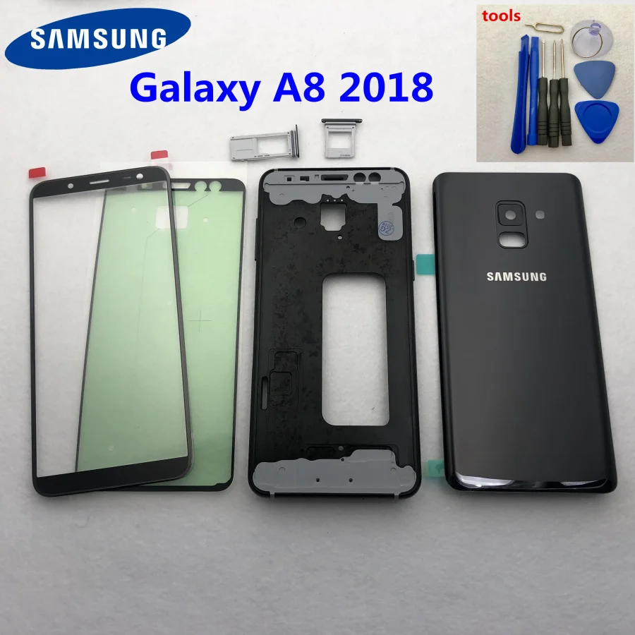 Для samsung Galaxy A8 A530 A530F полный корпус батарея задняя крышка Дверь средняя рамка A8 стекло задняя крышка Переднее стекло+ Инструменты