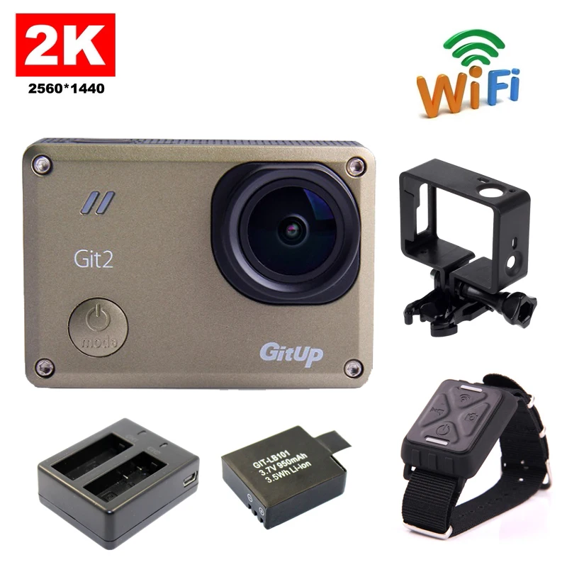 

GitUp Git2 WiFi 2K Novatek96660 Sports Action Camera+Extra 1pcs Battery+Battery Charger+Remote Control+ Housing Side Frame Mount