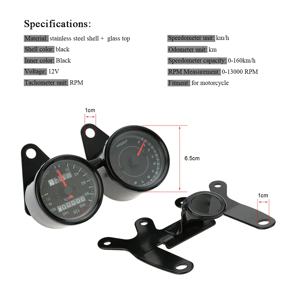 12 В мотоцикл 13000 оборотов в минуту тахометр км/ч Спидометр двойной одометр с светодиодный подсветкой сигнальные огни