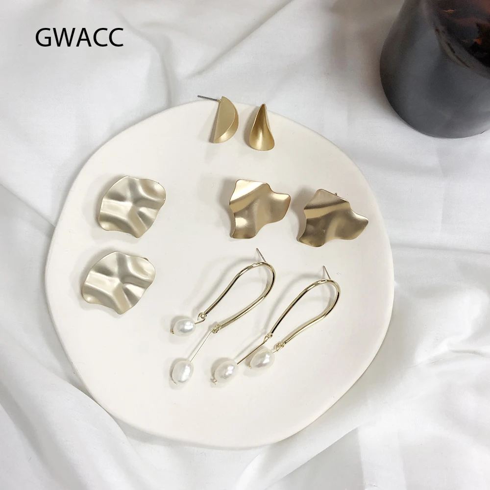 GWACC винтажные золотые металлические складные круглые серьги гвоздики для женщин