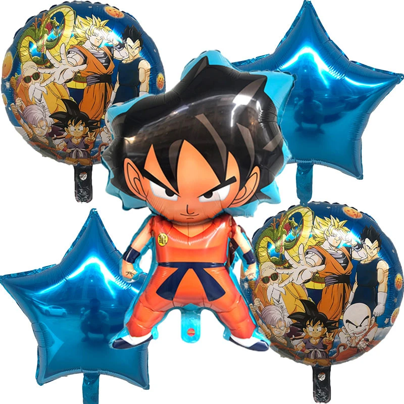 5 unids/set de dibujos animados Goku globos de papel de aluminio estrella  globo de helio niños Feliz cumpleaños aire globos para suministros de  fiesta|Globos y accesorios| - AliExpress