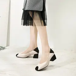 2019 г. Весенние новые модные простые цветные туфли на высоком каблуке, женские кожаные удобные универсальные тонкие туфли на квадратном