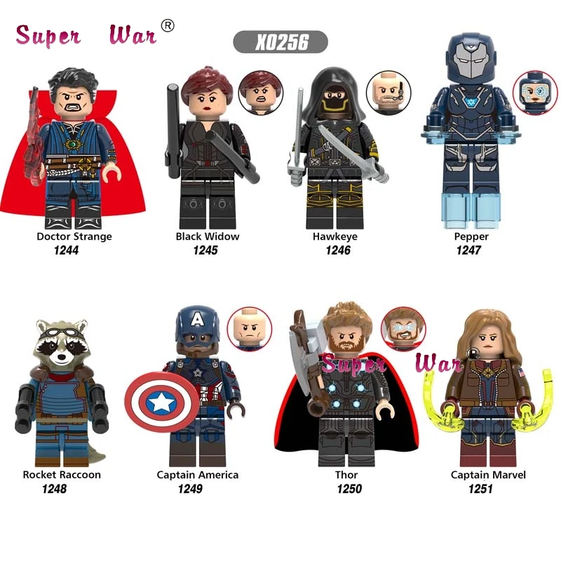 

50pcs Marvel Avengers Endgame Doctor Strange Black Widow Hawkeye Pepper Rocket Raccoon Figure building block for children toy