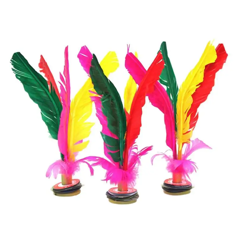 

10pcs Colorful Feather Kick Shuttlecock Jianzi Goose Feather Rubber Foot Kicking Shuttlecock for Sports Fitness(Random Colors)