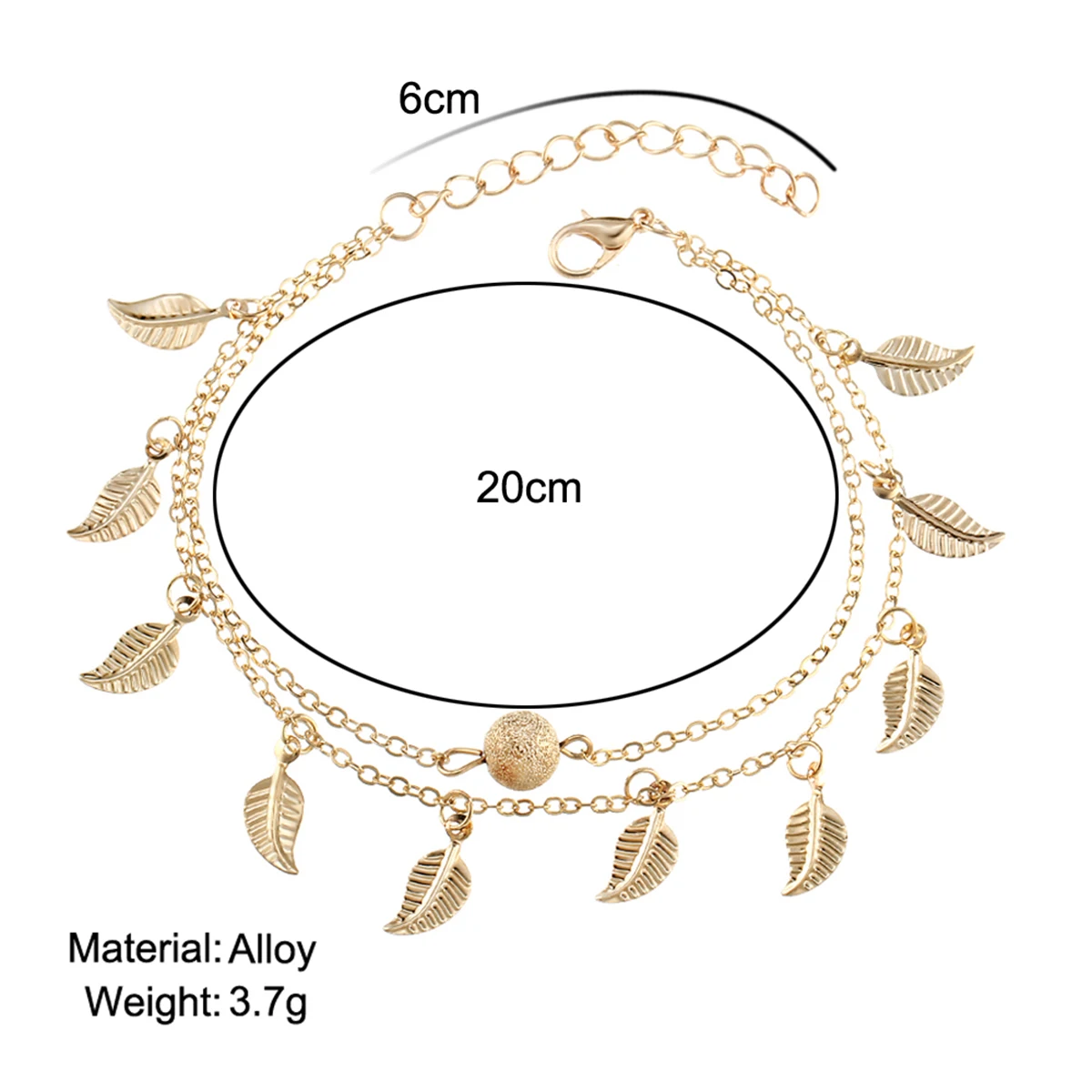 Charms Trendy Double Chain Sea Beach Anklet Gold Sliver Plated Leaves Ankle Bracelet Bohemian Jewelry Accessories Gift For Women