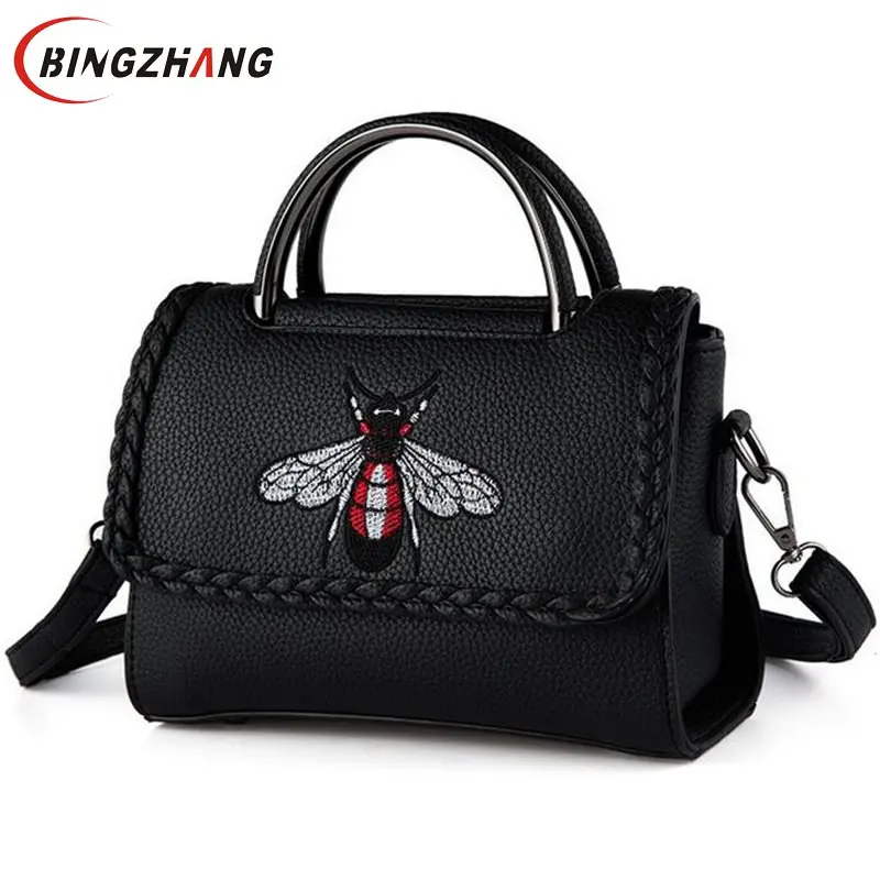 Brand New 2017 Women Handbags Messenger Bags Crossbody PU Casual Tote Embroidered Bee Women Shoulder Bags for Female L4-2752