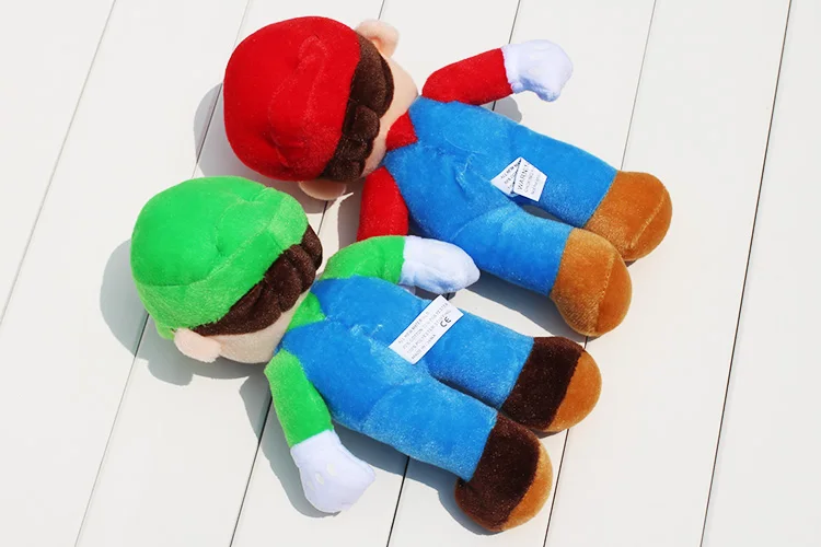 2pcs/lot 25cm Super Mario Bros Plush Toys Mario Lugi Stuffed Dolls Toys Gift for Children