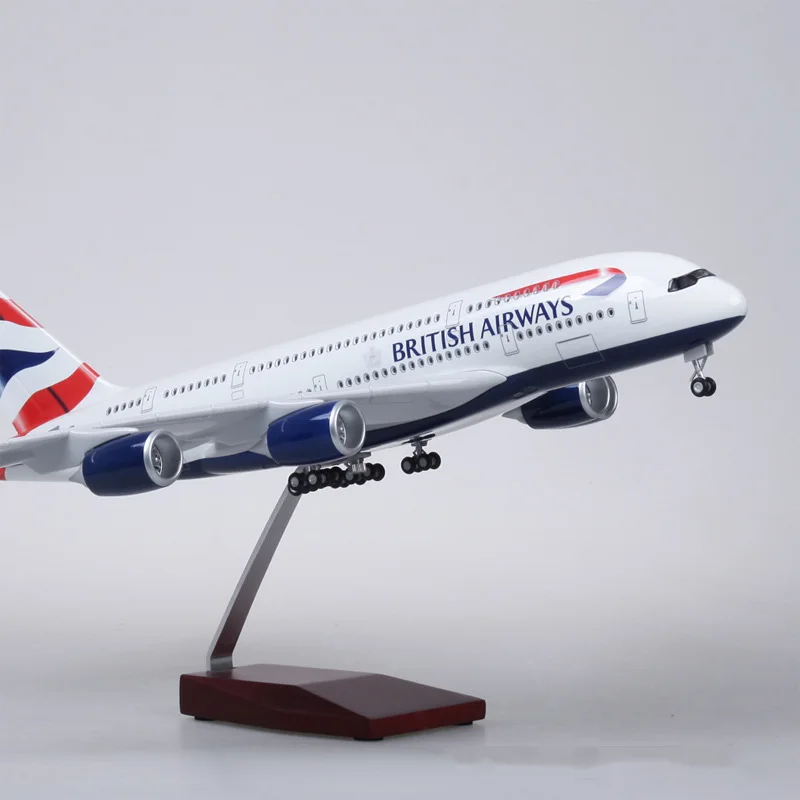1/160 масштаб самолет Airbus A380 британская авиакомпания Модель W свет и колесо литье