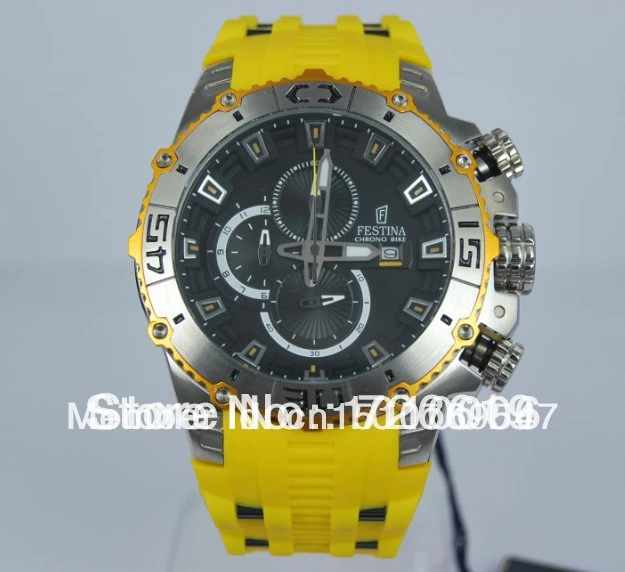 Festina F16600 Men's Chrono Chronograph Black Dial Yellow Rubber Strap  Quartz Watch|watch alarm|watch tv mobile freewatch - AliExpress