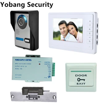 

Yobang Security Freeship 7 inch LCD Video Intercom Door Phone door bell camera Intercom Kit Night Vision+Electric Lock