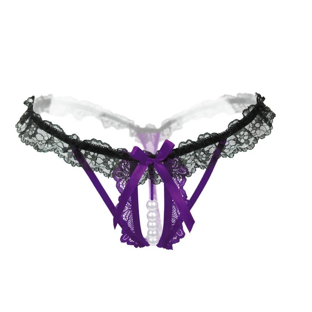

Sleeper #5001 2018 New Fashion Hollow Pearls Womens Lace Sexy Thong Panties Intimates Lingerie Underwear thindesign Freeshipping